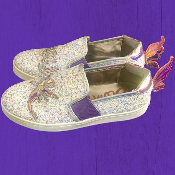 Sam Edelman Girls Slip On Glitter Fairy Sneakers/Iridescent Wings SZ: 2- - Picture 3 of 12